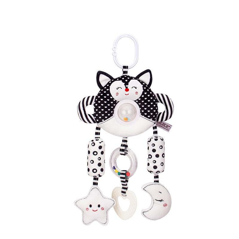 High Contrast Baby Stroller Mobile Toy, Black White Infant Wind Chime Sensory Hanging Toy