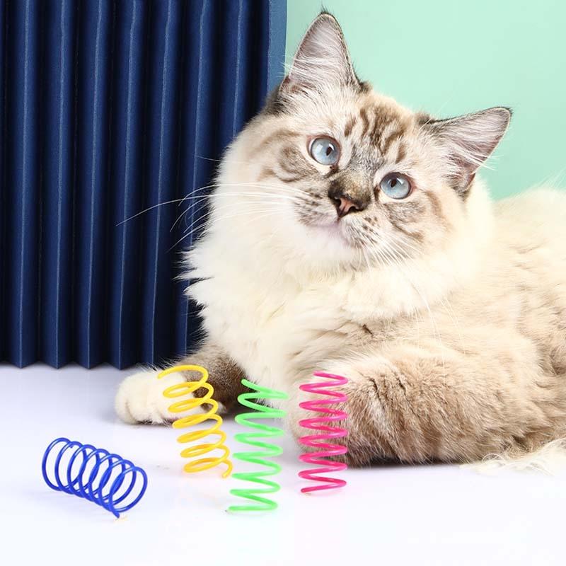 High-Bounce Interactive Cat Spring Toy Set for Active Play and Mental Stimulation