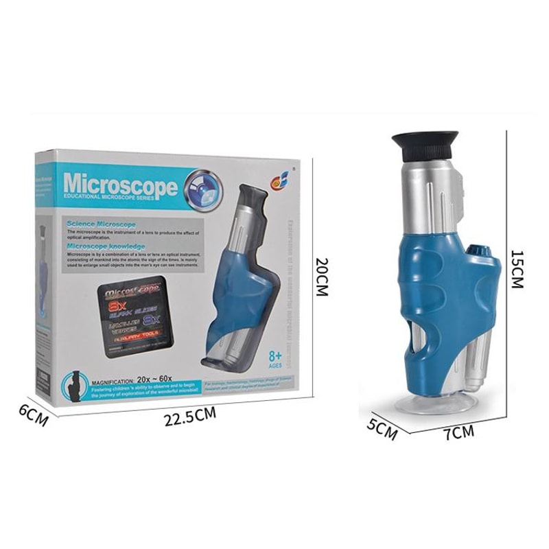 Kids Handheld Microscope Portable STEM Science Toy with LED Light for Outdoor Exploration