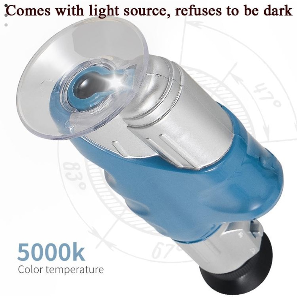 Kids Handheld Microscope Portable STEM Science Toy with LED Light for Outdoor Exploration