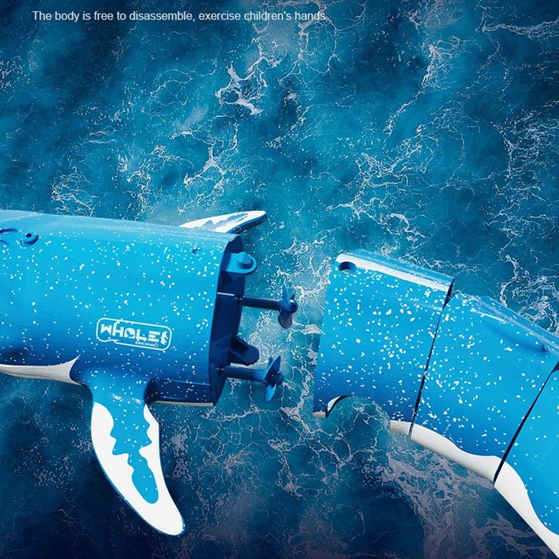 Remote Control Whale Toy with Water Spray and Diving Action for Kids Bath and Pool Play