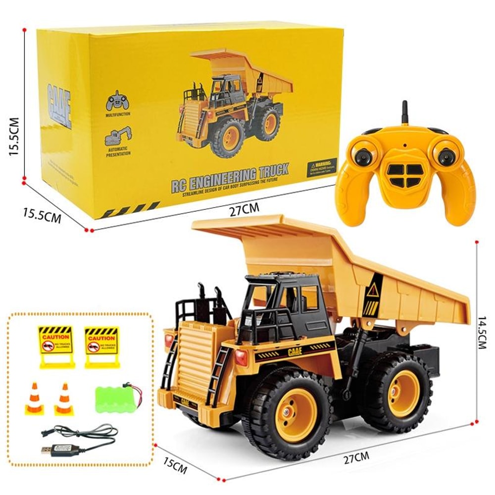 Remote Control Dump Truck Toy with Lifting Bed for Kids Construction Play