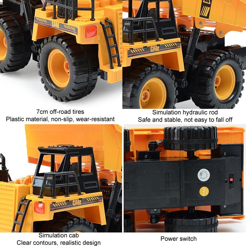 Remote Control Dump Truck Toy with Lifting Bed for Kids Construction Play