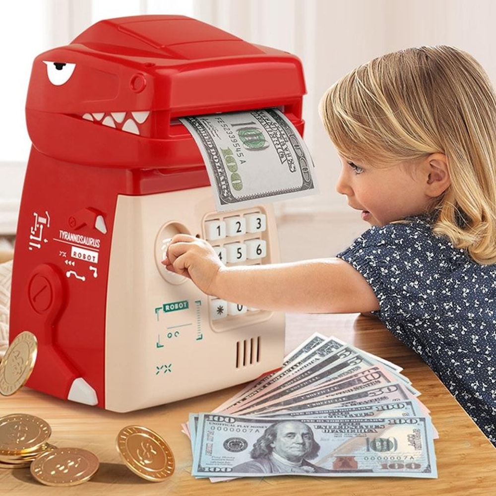 Dinosaur Password Piggy Bank for Kids Automatic Coin Saving Toy