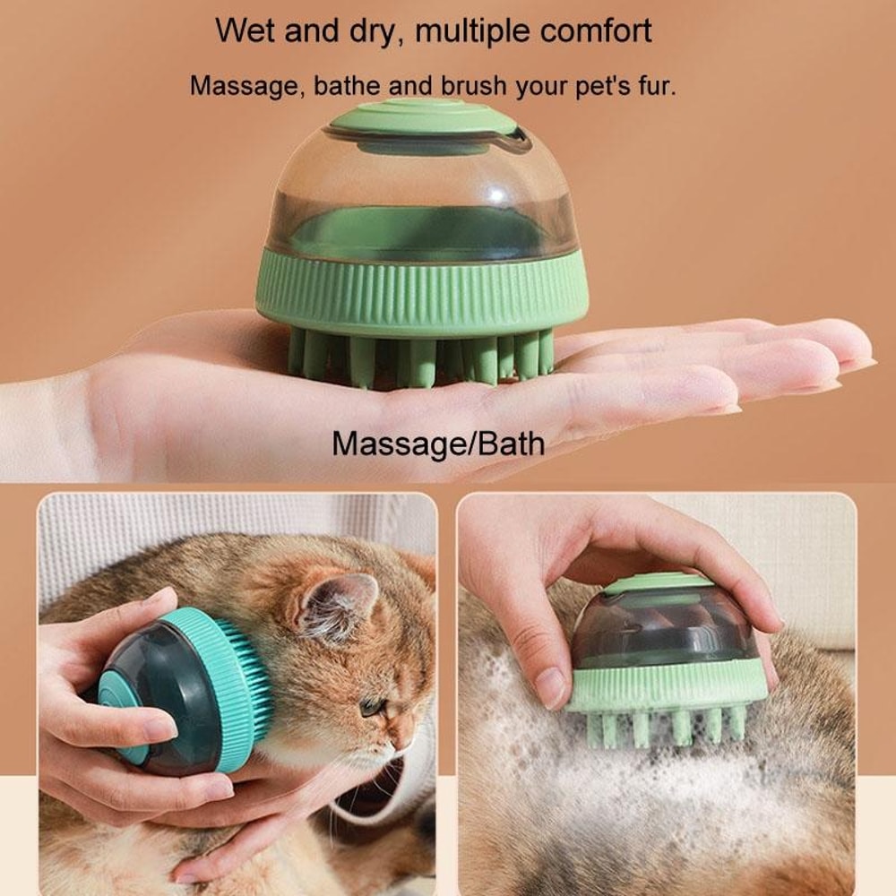 Refillable Pet Bath Brush With Shampoo Dispenser For Cats Dogs Deep Clean Massage Grooming 4