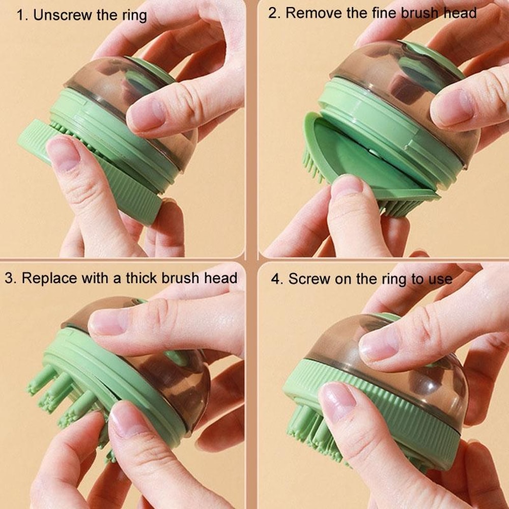 Refillable Pet Bath Brush With Shampoo Dispenser For Cats Dogs Deep Clean Massage Grooming 7