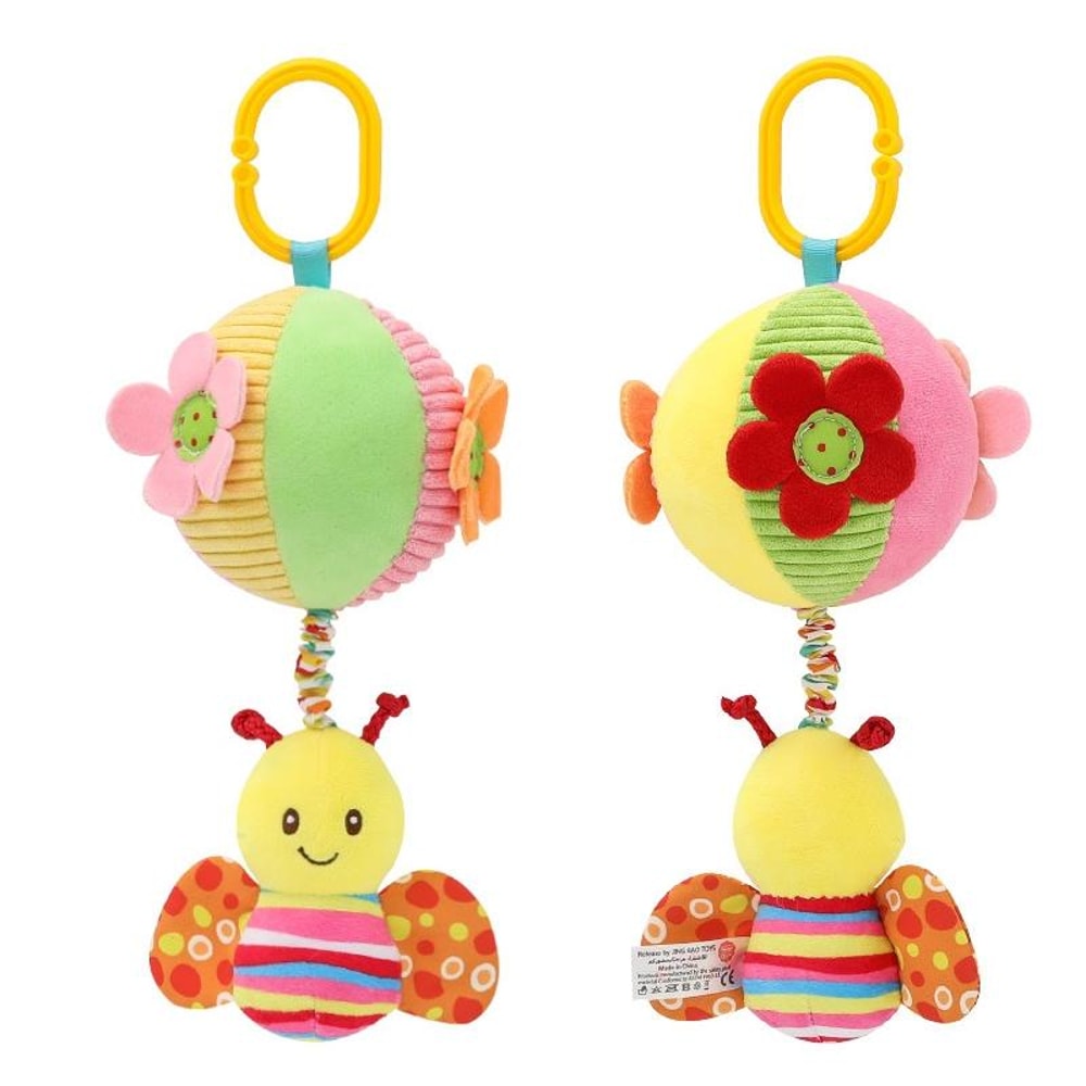 Baby Sensory Stroller Hanging Toy Ball Plush Rattle for Crib and Car Seat