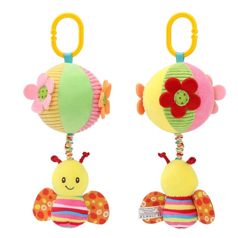 Baby Sensory Stroller Hanging Toy Ball Plush Rattle for Crib and Car Seat