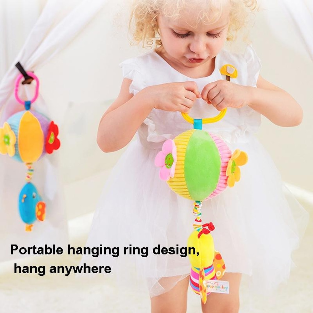 Baby Sensory Stroller Hanging Toy Ball Plush Rattle for Crib and Car Seat