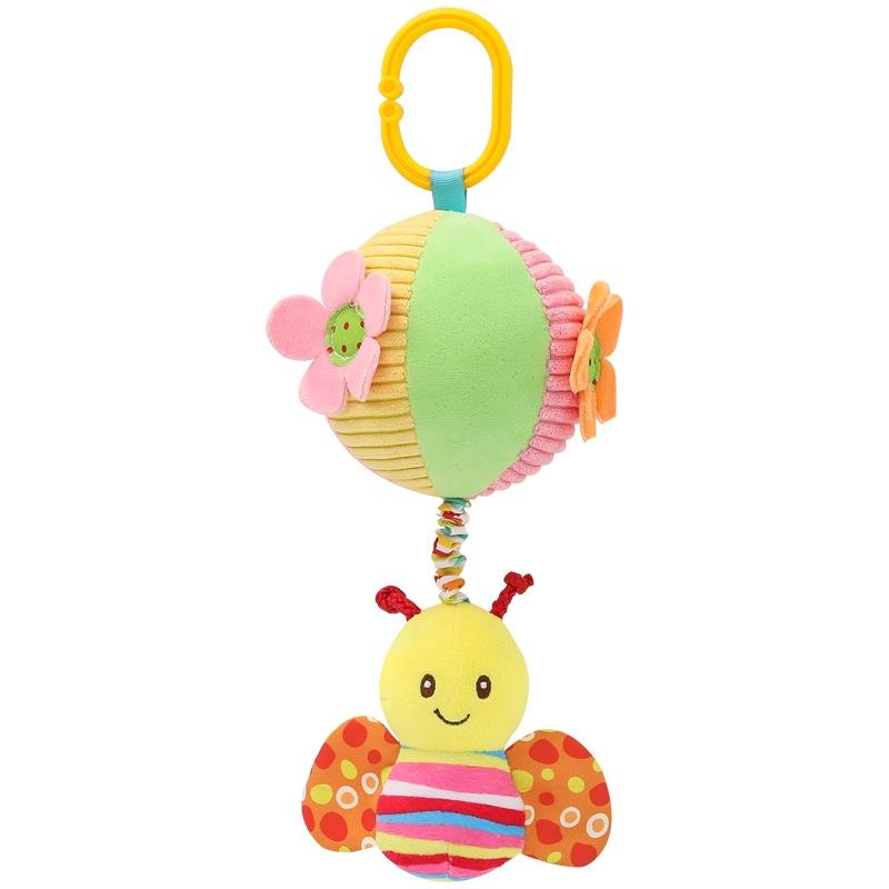 Baby Sensory Stroller Hanging Toy Ball Plush Rattle for Crib and Car Seat