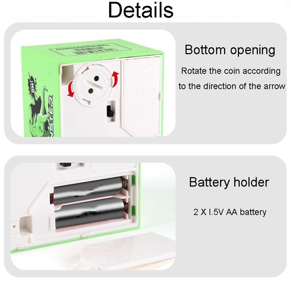 Dinosaur Coin Bank Toy For Kids Interactive Savings Money Bank 3