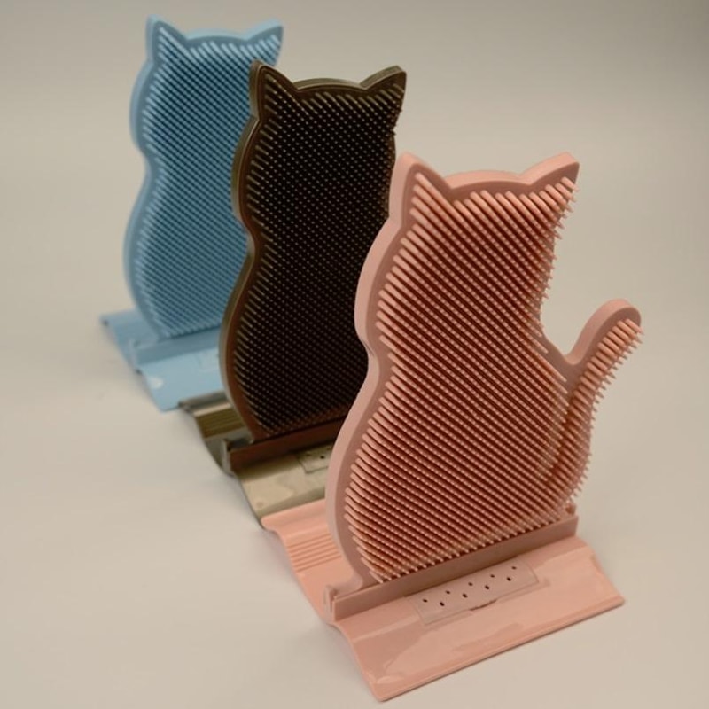 Self Grooming Cat Corner Brush Wall Mounted Cat Grooming Brush With Hair Remover 2