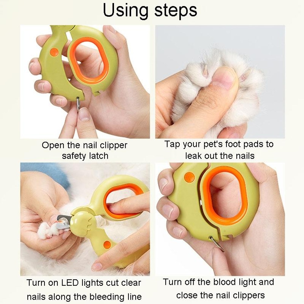 LED Pet Nail Clipper Safe Dog Cat Nail Trimmer With Light 2