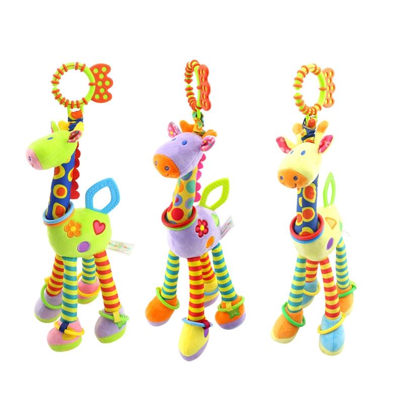 Giraffe Baby Stroller Toy Teether With Bell Sensory Hanging Rattle For Newborn Development 1