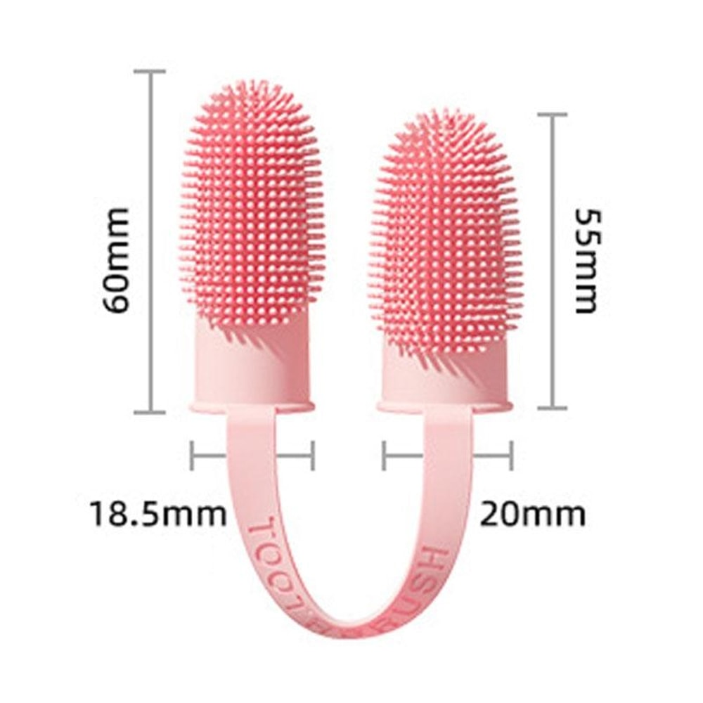 Dual Finger Pet Toothbrush Soft Silicone Dog Cat Dental Cleaning Kit 2