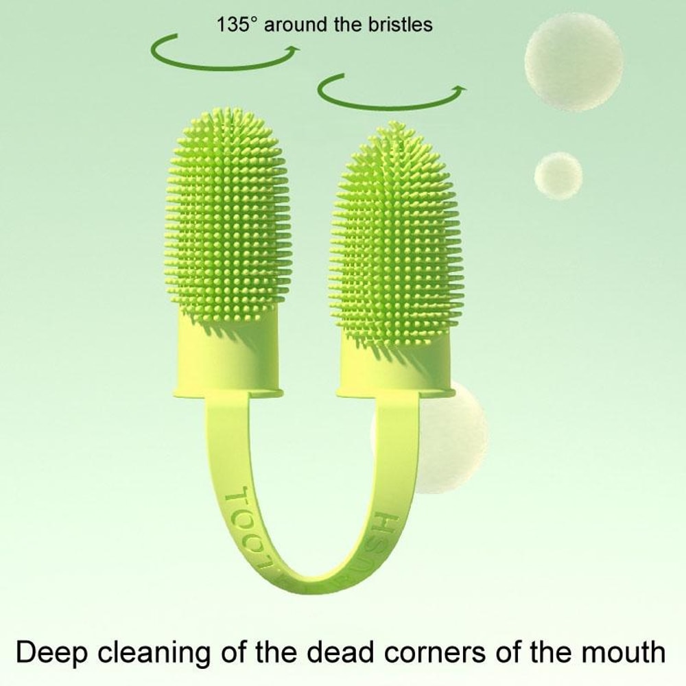 Dual Finger Pet Toothbrush Soft Silicone Dog Cat Dental Cleaning Kit 6