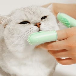 dual finger pet toothbrush soft silicone dog & cat dental cleaning kit