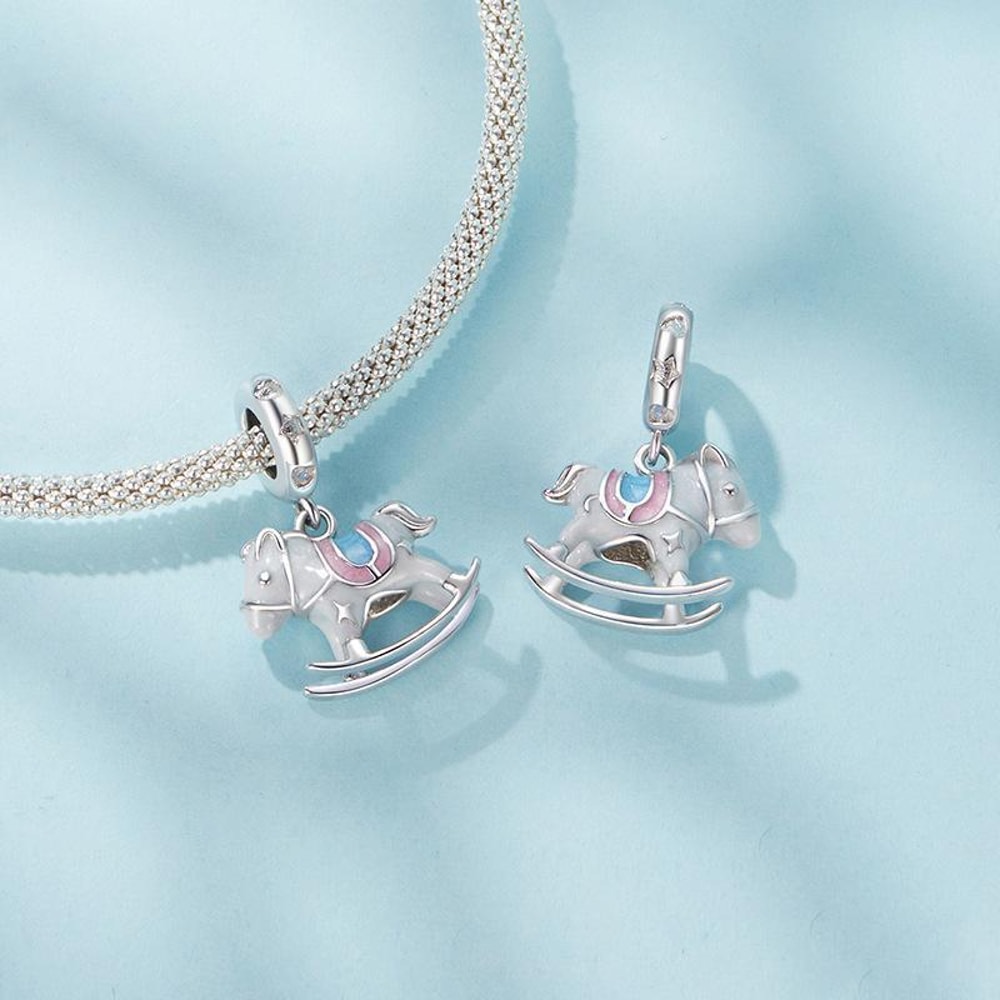 Cute Trojan Horse Pendant Necklace Sterling Silver Platinum Plated Charm Jewelry