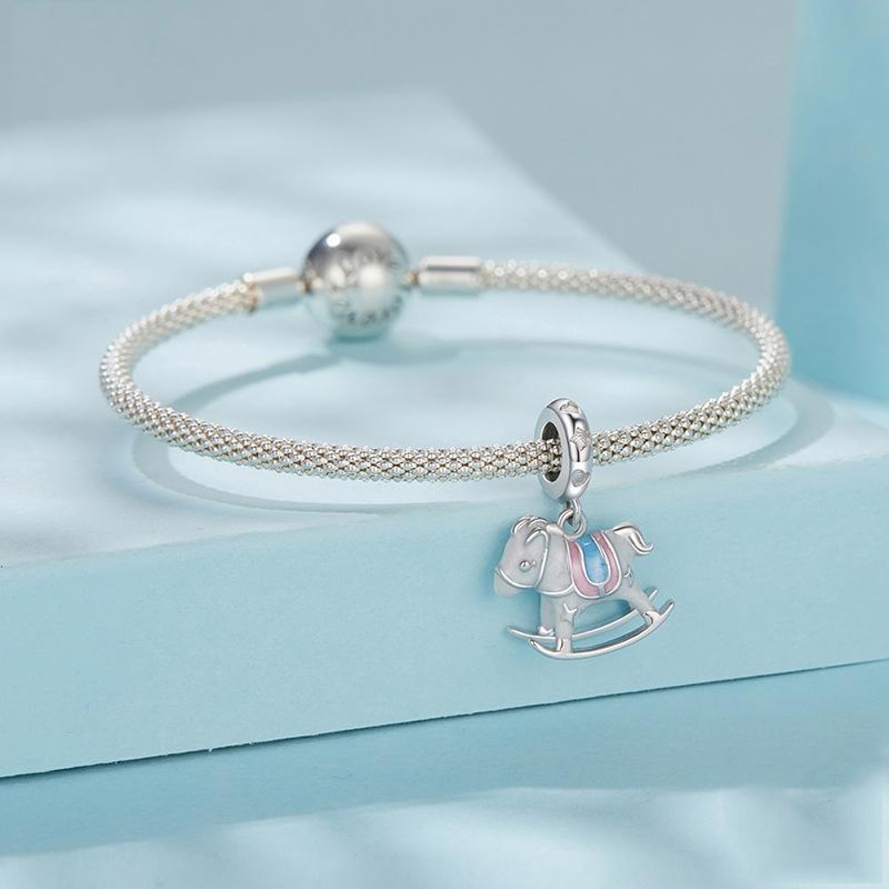 Cute Trojan Horse Pendant Necklace Sterling Silver Platinum Plated Charm Jewelry