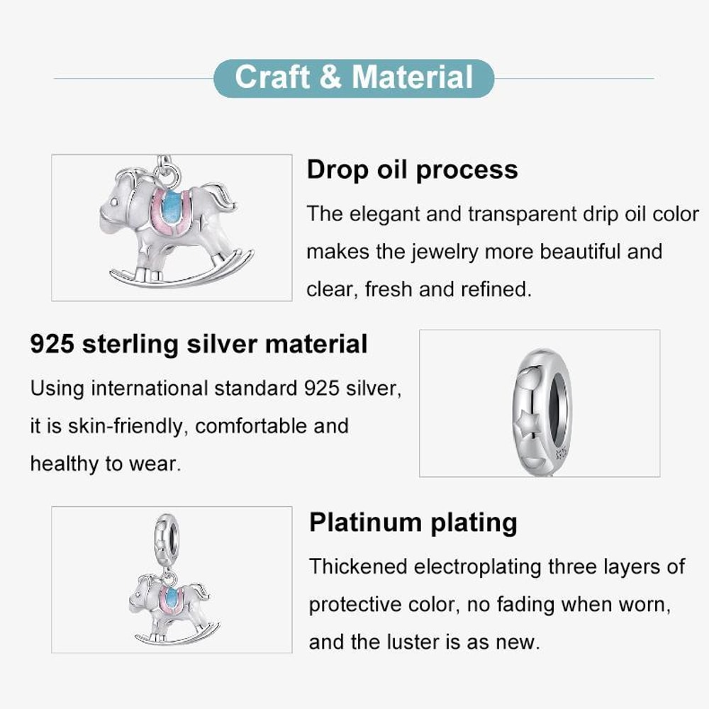 Cute Trojan Horse Pendant Necklace Sterling Silver Platinum Plated Charm Jewelry