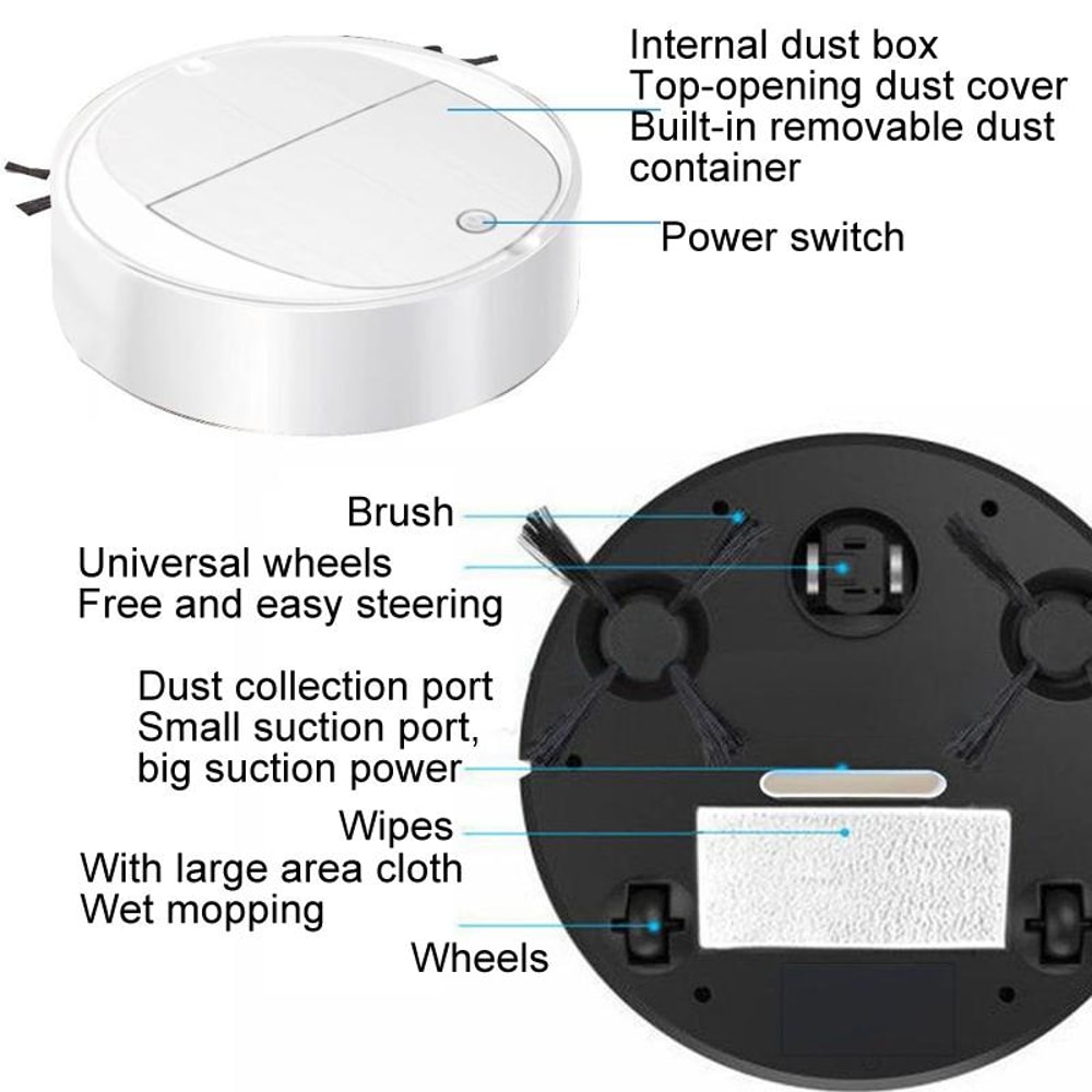 Smart Auto Sweeper Robot Vacuum 3in1 Slim Robot Vacuum Cleaner For Pet Hair Dust 7