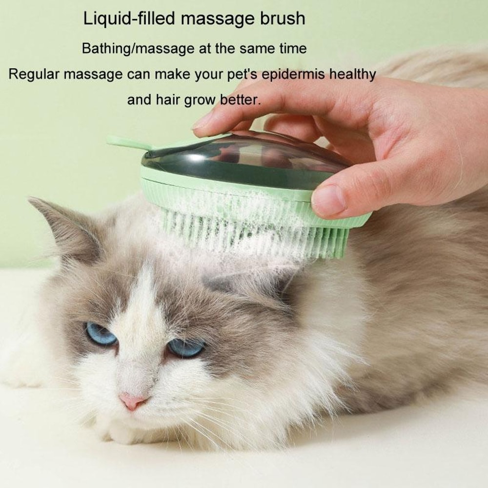 Pet Bathing Brush With Soap Dispenser Soft Silicone Dog Cat Grooming Massage Tool 1