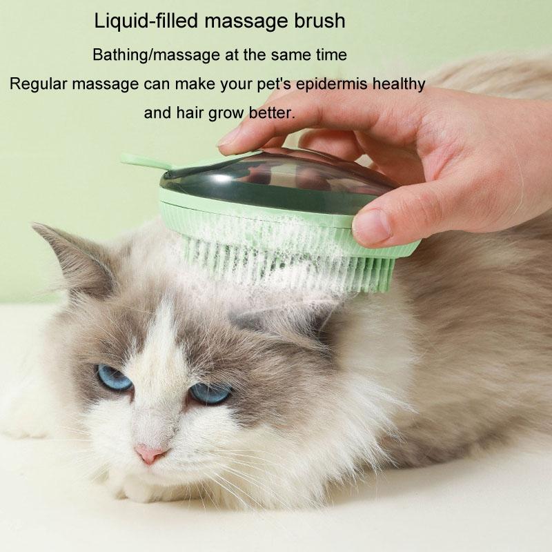Pet Bathing Brush With Soap Dispenser Soft Silicone Dog Cat Grooming Massage Tool 1