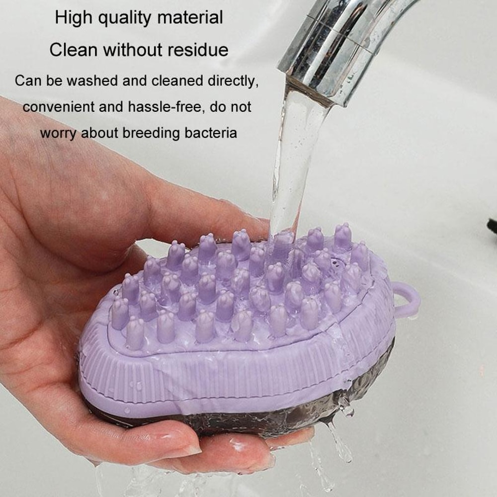 Pet Bathing Brush With Soap Dispenser Soft Silicone Dog Cat Grooming Massage Tool 2
