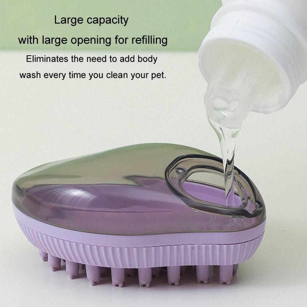 Pet Bathing Brush With Soap Dispenser Soft Silicone Dog Cat Grooming Massage Tool 3