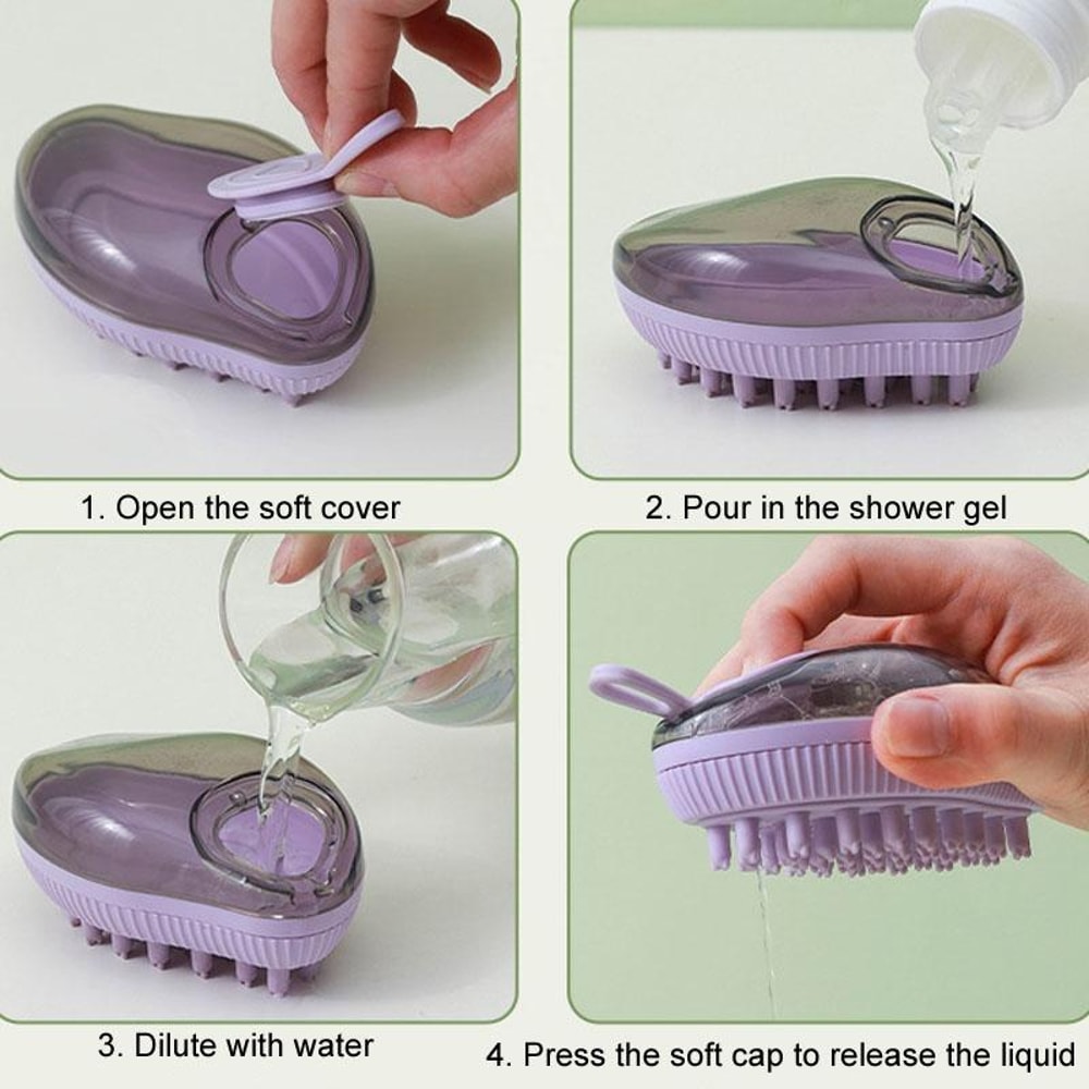 Pet Bathing Brush With Soap Dispenser Soft Silicone Dog Cat Grooming Massage Tool 6
