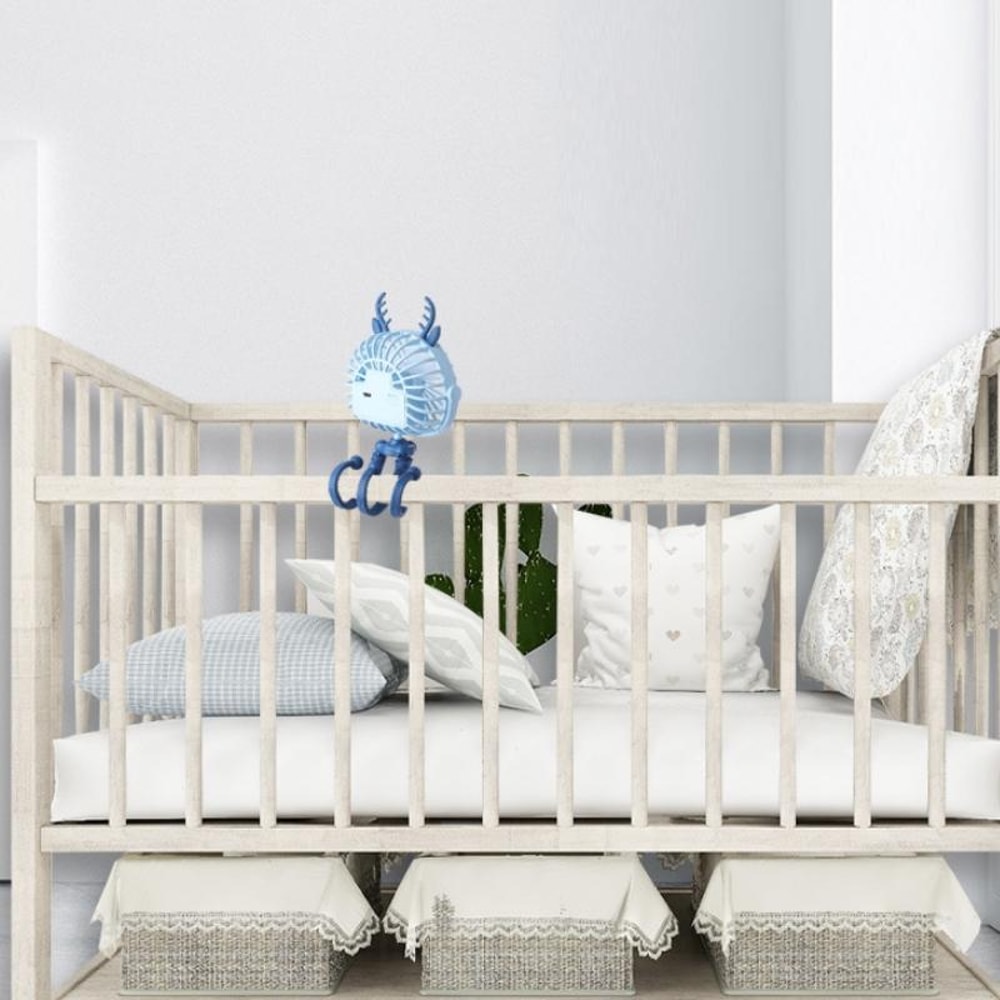 Mini Octopus Night Light Baby Stroller Fan Portable USB Clip On Cooling Fan for Kids