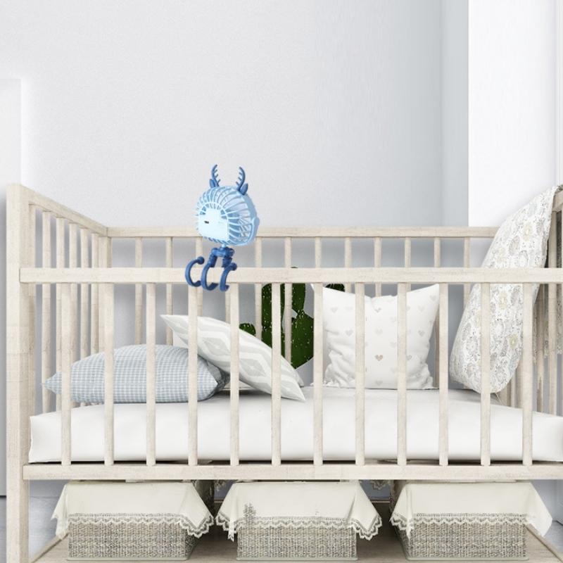 Mini Octopus Night Light Baby Stroller Fan Portable USB Clip On Cooling Fan for Kids