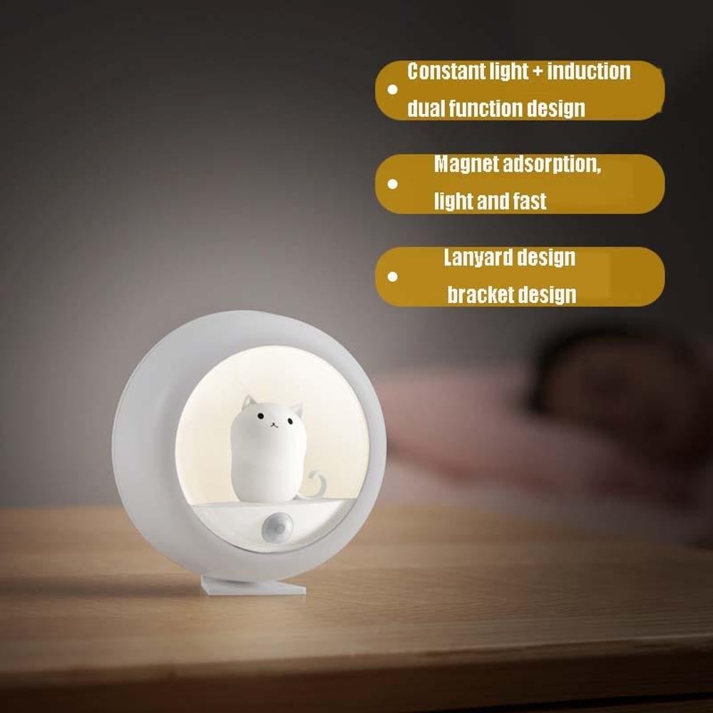 Motion Sensor Night Light USB Rechargeable Cute Pet Wall Lamp For Bedroom And Cabinet 5