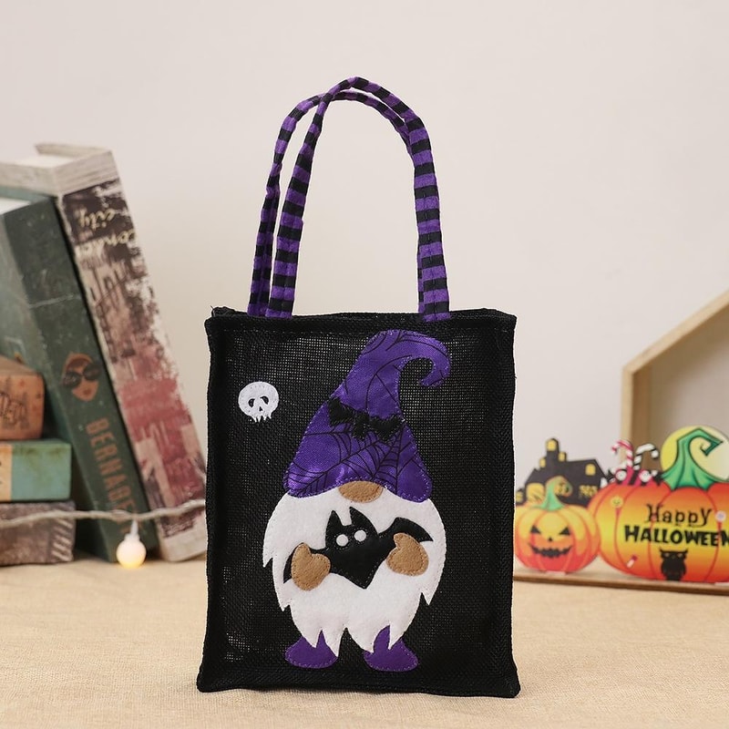 Halloween Cartoon Linen Tote Bag For Candy And Gift Storage 2