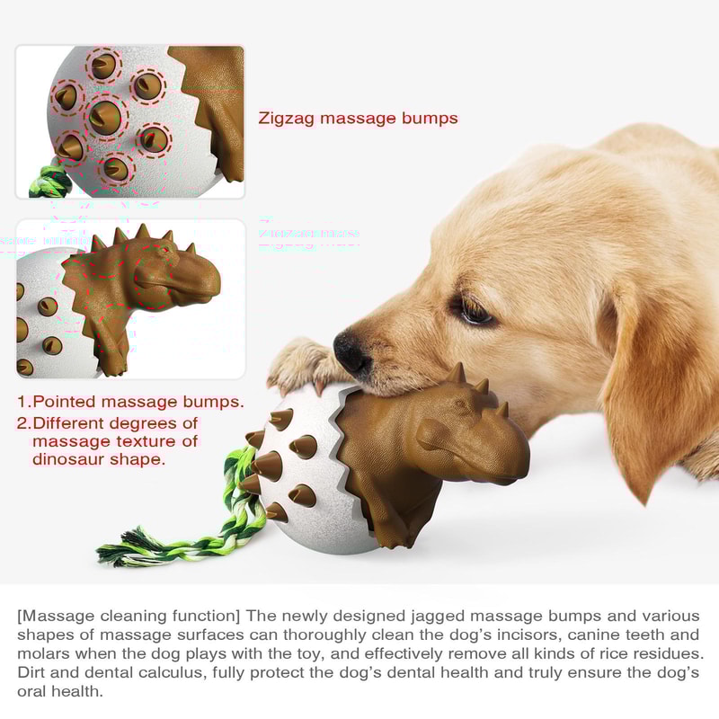 Dinosaur Egg Dog Dental Chew Toy With Rope For Teeth Cleaning And Tough Chewers 4