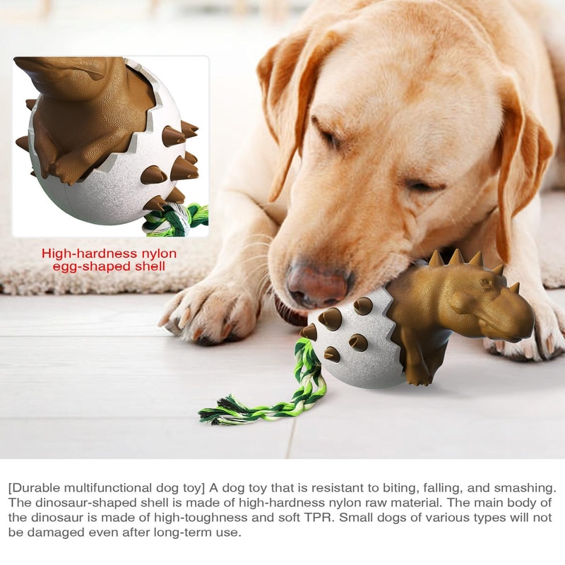 Dinosaur Egg Dog Dental Chew Toy With Rope For Teeth Cleaning And Tough Chewers 5