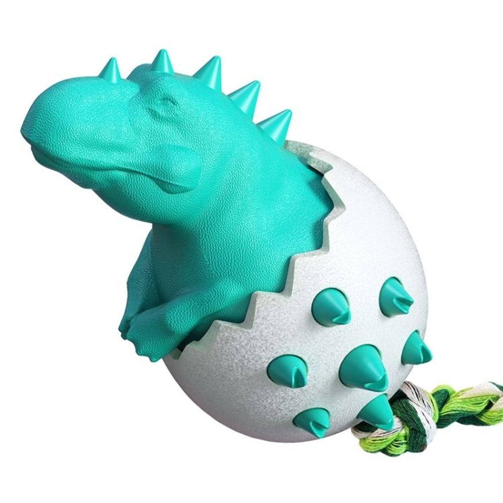 Dinosaur Egg Dog Dental Chew Toy With Rope For Teeth Cleaning And Tough Chewers 8