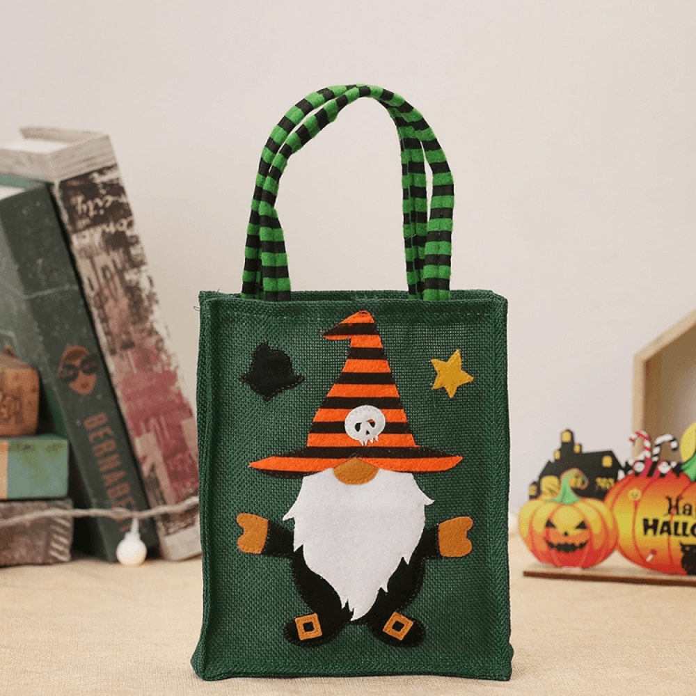 Halloween Cartoon Linen Tote Bag For Candy And Gift Storage 10