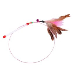 interactive cat feather wand toy with steel wire teaser durable kitten play stick