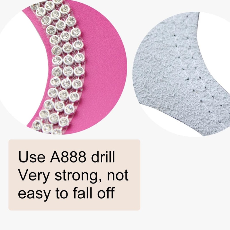 Breathable Rhinestone Small Dog Harness In Magenta PU Leather 3