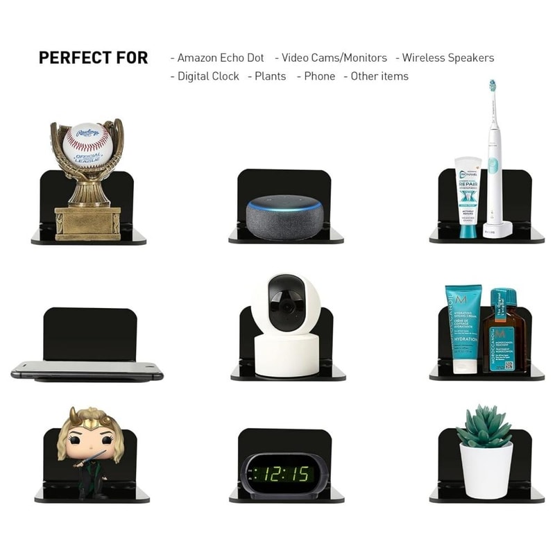 Wall Mount Acrylic Shelf for Security Camera and Router Small Organizer Bracket