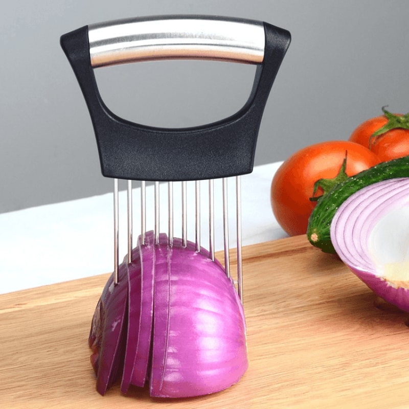 SafeSlice Stainless Steel Onion Holder For Slicing And Meat Tenderizer Tool 6