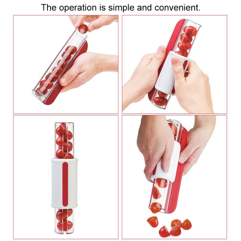 QuickPress Cherry Tomato Slicer and Grape Cutter Tool for Fast Salad Prep