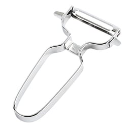stainless steel vegetable peeler with ergonomic grip for potatoes, fruits and everyday kitchen prep