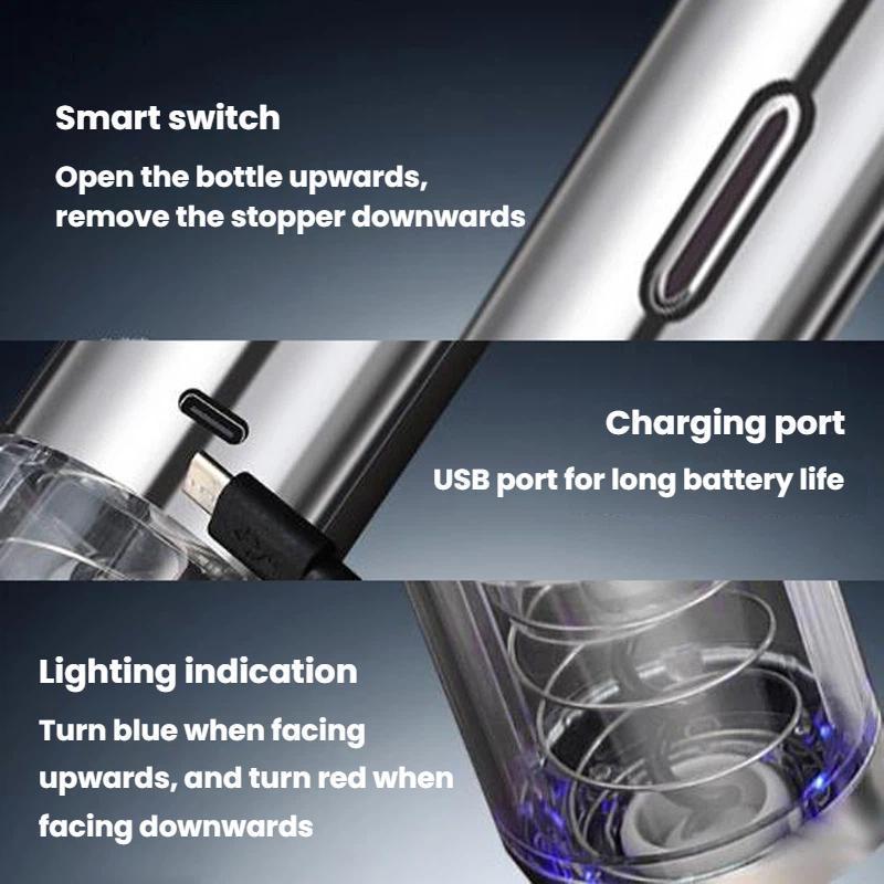 Automatic Electric Wine Opener Set With Foil Cutter Stainless Steel Cork Remover 7