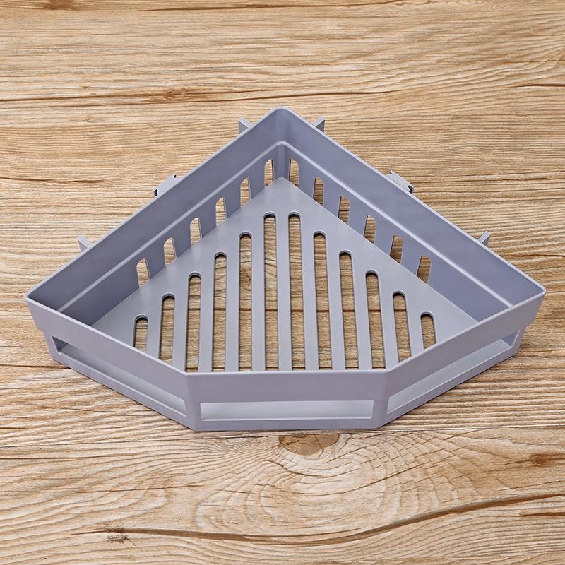 No Drill Adhesive Corner Shower Shelf Triangle Storage Rack For Bathroom Kitchen 0