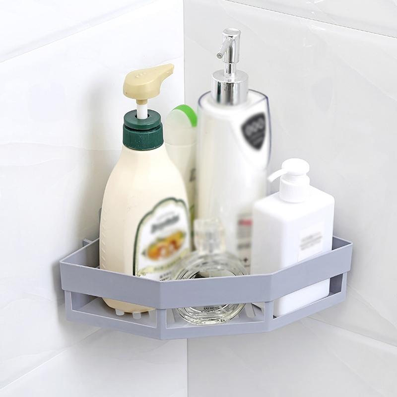 No Drill Adhesive Corner Shower Shelf Triangle Storage Rack For Bathroom Kitchen 1