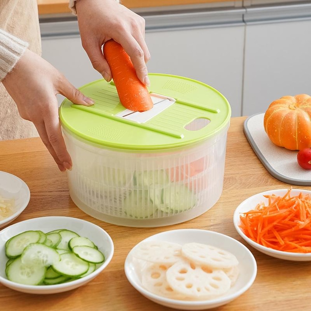 Large Capacity Vegetable Dehydrator Kitchen Drain Basket With Builtin Vegetable Slicer 2