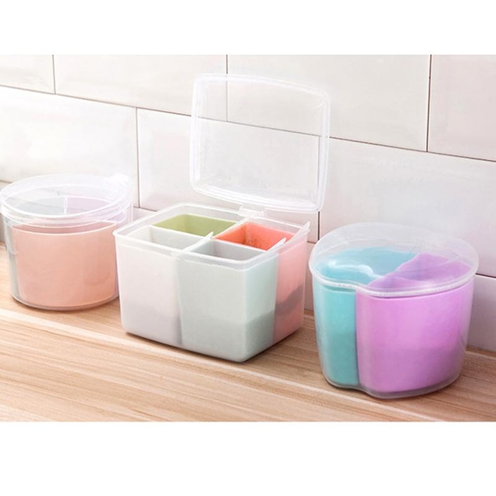 Round Compartment Spice Box With Spoon And Lid 1