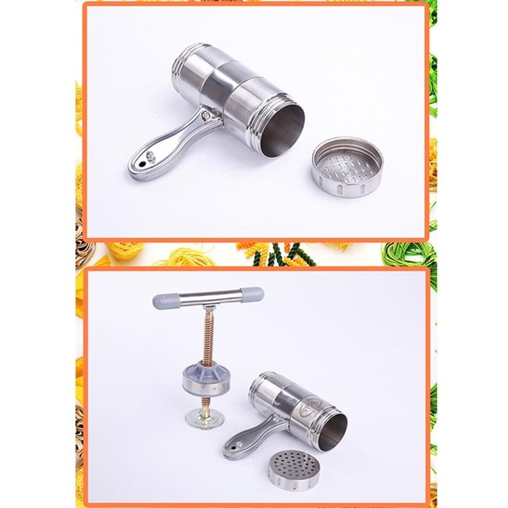 Stainless Steel Manual Pasta Maker With 5 Molds Compact Pasta Machine For Fresh Homemade Noodles 4